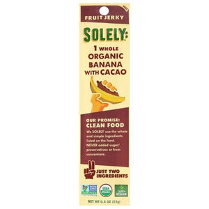 Solely Fruit Jerky Organic Banana With Cacao 12/.8 OZ [UNFI #2329670] [ebt]