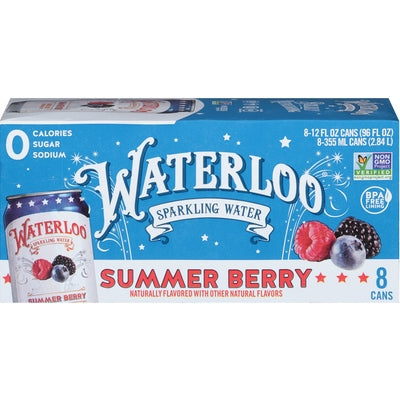 Waterloo Sparkling Water Summer Berry 3/8/12 oz [UNFI #2695930 ] [ebt]
