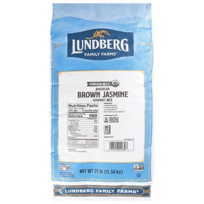 Lundberg Family Farms Gourmet Rice Organic Brown Jasmine American 25LB [UNFI #134478] [ebt]