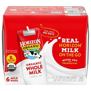 Horizon Milk Organic Whole 3/6/8 OZ [UNFI #2403939] [ebt]