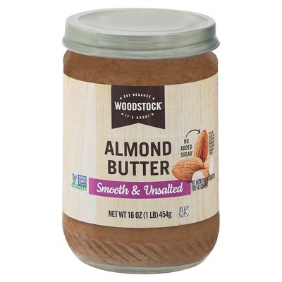Woodstock Almond Butter Smooth & Unsalted 12/16 OZ [UNFI #736108] [ebt]
