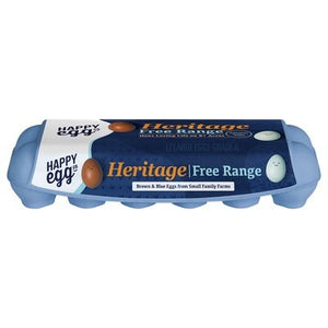 Happy Egg Eggs Brown & Blue Free Range Large Heritage 12/12 CT [UNFI #2485993] [ebt]