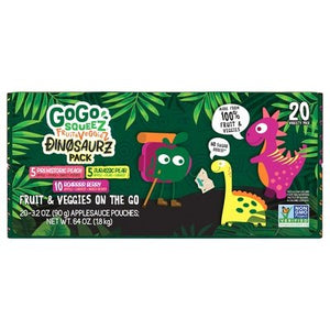 Gogo Squeez Fruit & Veggies On The Go Dinosaurz Pack Variety Pack 20 Pack 2/20/3.2OZ [UNFI #2923712] [ebt]