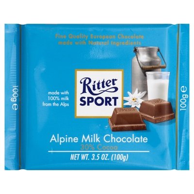 Ritter Milk Chocolate Alpine 30% Cocoa 12/3.5 OZ [UNFI #174987] [ebt] T