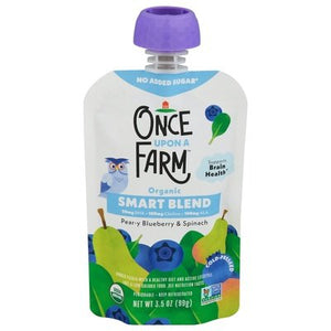 Once Upon A Farm Smart Blend Organic Pear-Y Blueberry & Spinach 8/3.2 OZ [UNFI #3003142] [ebt]