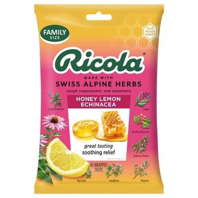 Ricola Drops Honey Lemon Echinacea Family Size 6/45 CT [UNFI #2874717] [ebt] T