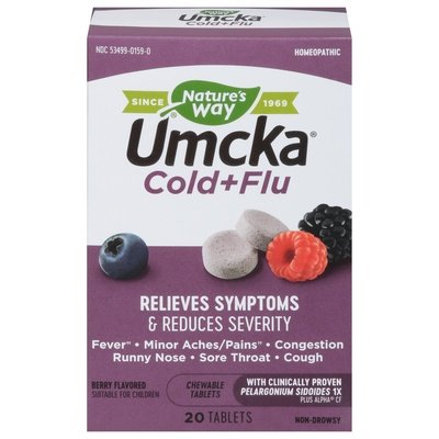 Natures Way Cold + Flu Homeopathic Berry Flavored Tablets 1/20 CT [UNFI #300723] T