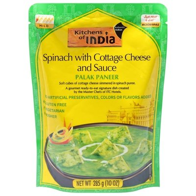 Kitchens Of India Spinach With Cottage Cheese And Sauce Palak Paneer Mild 6/10 OZ [UNFI #734517] [ebt]