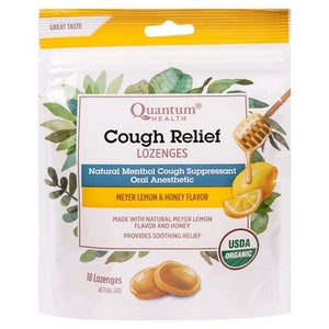 Quantum Health Cough Relief Lozenges Meyer Lemon & Honey Flavor 1/18 CT [UNFI #2085223] T