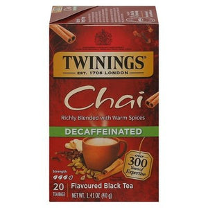 Twinings Black Tea Chai Decaffeinated Tea Bags 6/20 BAG [UNFI #743088] [ebt]