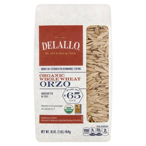 Delallo Orzo Organic Whole Wheat No. 65 Cut Og1 12/16 oz [UNFI #2985117 ] [ebt]