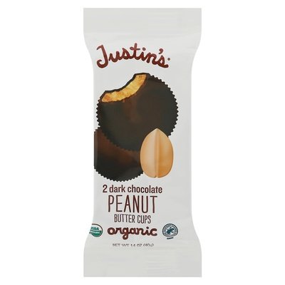 Justins Peanut Butter Cups Organic Dark Chocolate 12/1.4 OZ [UNFI #647743] [ebt] T