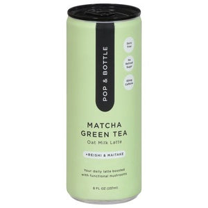 Pop & Bottle Oat Milk Latte Matcha Green Tea +Reishi & Maitake 12/8 OZ [UNFI #2781011] [ebt]