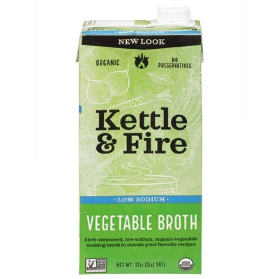 Kettle & Fire Vegetable Broth Low Sodium 8/32 OZ [UNFI #3100476] [ebt]