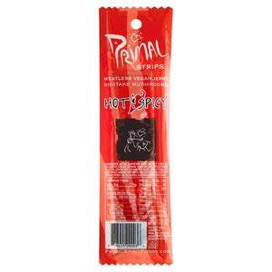 Primal Spirit Foods Meatless Jerky Strips Vegan Shiitake Mushrooms Hot & Spicy 24/1 OZ [UNFI #267310] [ebt]