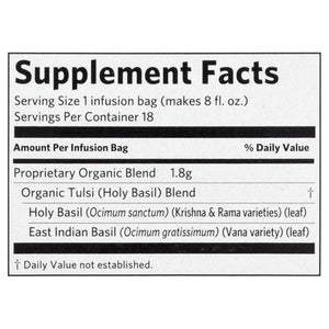 Organic India Herbal Supplement Tulsi Original Caffeine Free Infusion Bags 6/18 BAG [UNFI #124966] [ebt]
