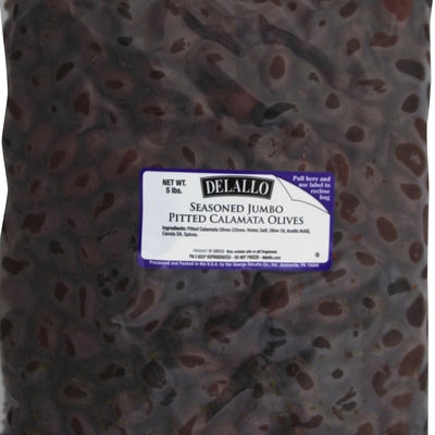 Delallo Olives Pitted Calamata Seasoned Jumbo 2/5 LB [UNFI #1047901 ] [ebt]