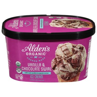 Aldens Organic Ice Cream Vanilla & Chocolate Swirl 3/48 OZ [UNFI #1834779] [ebt]