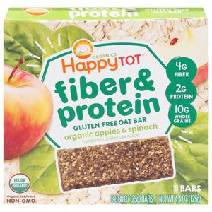Happy Tot Oat Bars Gluten Free Organic Apples & Spinach Fiber & Protein 6/5/.88OZ [UNFI #1820984] [ebt]