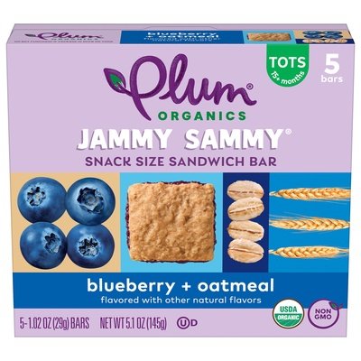 Plum Organics Jammy SammyÃƒÆ’Ã†â€™Ãƒâ€ Ã¢â‚¬â„¢ÃƒÆ’Ã‚Â¢ÃƒÂ¢Ã¢â‚¬Å¡Ã‚Â¬Ãƒâ€¦Ã‚Â¡ÃƒÆ’Ã†â€™ÃƒÂ¢Ã¢â€šÂ¬Ã…Â¡ÃƒÆ’Ã¢â‚¬Å¡Ãƒâ€šÃ‚Â® Blueberry + Oatmeal 5-Count Box/1.02Oz Bars 6/5/1.02 OZ [UNFI #2978658] [ebt]