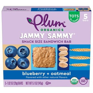 Plum Organics Jammy SammyÃƒÆ’Ã†â€™Ãƒâ€ Ã¢â‚¬â„¢ÃƒÆ’Ã‚Â¢ÃƒÂ¢Ã¢â‚¬Å¡Ã‚Â¬Ãƒâ€¦Ã‚Â¡ÃƒÆ’Ã†â€™ÃƒÂ¢Ã¢â€šÂ¬Ã…Â¡ÃƒÆ’Ã¢â‚¬Å¡Ãƒâ€šÃ‚Â® Blueberry + Oatmeal 5-Count Box/1.02Oz Bars 6/5/1.02 OZ [UNFI #2978658] [ebt]