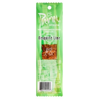 Primal Spirit Foods Meatless Jerky Strips Vegan Seitan Mesquite Lime 24/1 OZ [UNFI #330621] [ebt]
