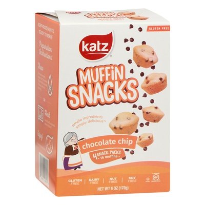 Katz Gluten Free Muffin Snacks Chocolate Chip Snack Packs 6/6 OZ [UNFI #2441863] [ebt]