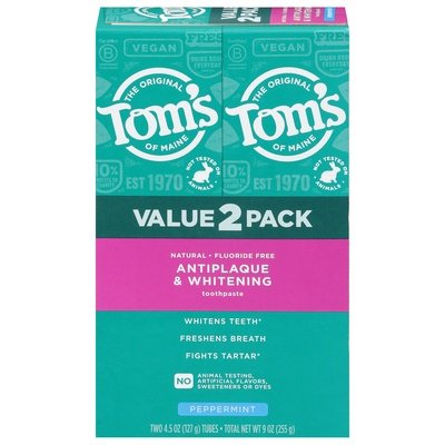 Toms Of Maine Antiplaque & Whitening Toothpaste Peppermint Value 2 Pack 1/9 OZ [UNFI #3037736] T