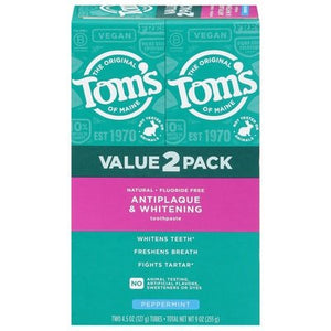 Toms Of Maine Antiplaque & Whitening Toothpaste Peppermint Value 2 Pack 1/9 OZ [UNFI #3037736] T
