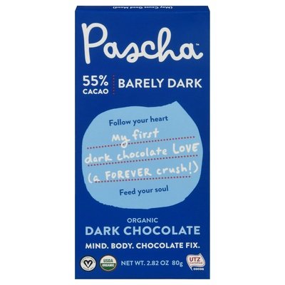 Pascha Dark Chocolate Organic Barely Dark 55% Cacao 10/2.82 OZ [UNFI #2343408] [ebt] T