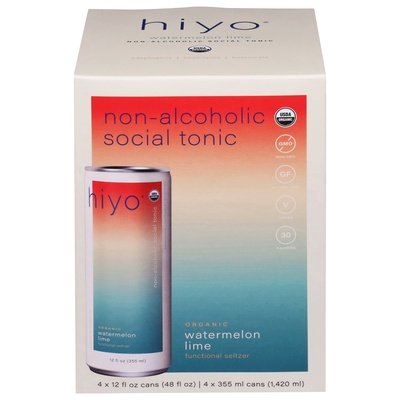 Hiyo Functional Seltzer Organic Watermelon Lime 6/4/12 OZ [UNFI #2916559] [ebt] T