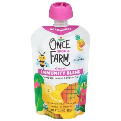 Once Upon A Farm Immunity Blend Organic Pineapple Banana & Dragon Fruit 8/3.2 OZ [UNFI #2706901] [ebt]