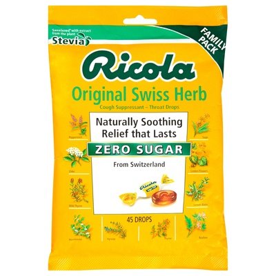 Ricola Cough Suppressant - Throat Drops Original Swiss Herb Zero Sugar Family Pack 6/45 CT [UNFI #2342285] [ebt] T