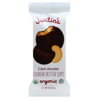 Justins Butter Cups Cashew Organic Dark Chocolate 12/1.4 OZ [UNFI #2264273] [ebt] T