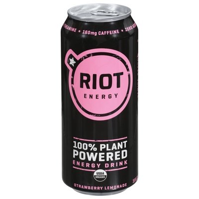 Riot Energy Energy Drink Organic Strawberry Lemonade 12/16 OZ [UNFI #2833150] [ebt]