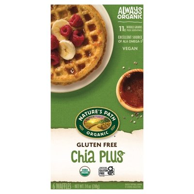 Natures Path Waffles Gluten Free Chia Plus 12/7.4 OZ [UNFI #1114610] [ebt]