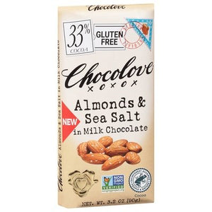 Chocolove Almonds & Sea Salt In Milk Chocolate Gluten-Free 33% Cocoa 12/3.2 OZ [UNFI #2792331] [ebt] T