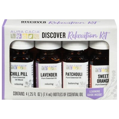 Aura Cacia Essential Oil Relaxation Kit Discover 1/4/.25 OZ [UNFI #2394831] T