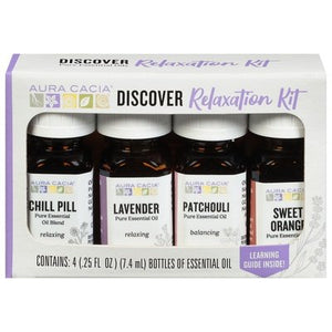 Aura Cacia Essential Oil Relaxation Kit Discover 1/4/.25 OZ [UNFI #2394831] T