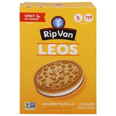 Rip Van Wafels Sandwich Creme Cookies Golden Vanilla Leos 6/6.77 OZ [UNFI #2932416] [ebt]
