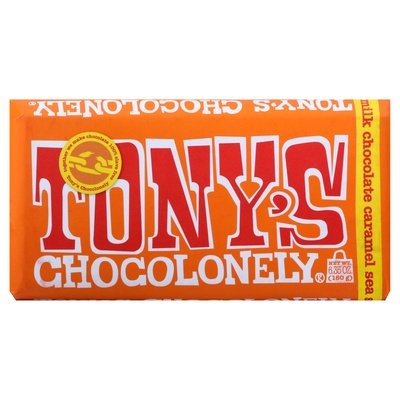 Tonys Chocolonely Milk Chocolate Caramel Sea Salt Belgian 15/6.35 OZ [UNFI #2377547] [ebt] T