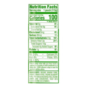 Happy Tot Fruit & Veggie Blend Organic Bananas Spinach & Blueberries Immune & Digestive Support Blend Super Bellies 4 (For 2+ Years) 16/4 OZ [UNFI #2532778] [ebt]