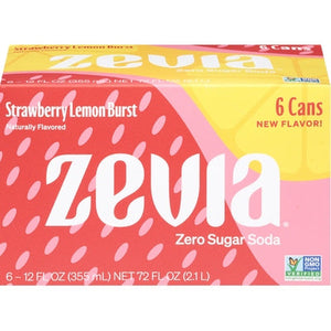Zevia Soda Zero Sugar Strawberry Lemon Burst 4/6/12 oz [UNFI #3139763] T [ebt]