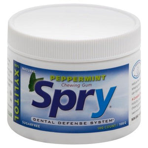 Spry Chewing Gum Sugarfree Peppermint 1/100 CT [UNFI #1710037] [ebt] T