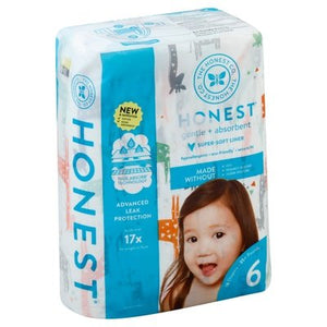 The Honest Co Diapers Size 6 (35+ Pounds) Multicolored Giraffes 1/18 CT [UNFI #2452720] T