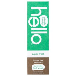 Hello Products Toothpaste Fluoride Free Super Fresh Natural Spearmint 1/4.7 OZ [UNFI #3037637] T