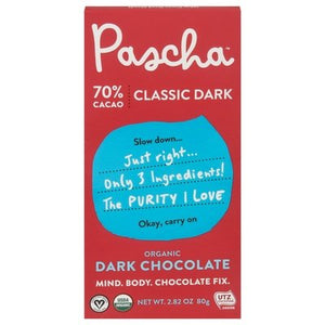 Pascha Dark Chocolate Classic 70% Cacao 10/2.82 OZ [UNFI #2343416] [ebt] T