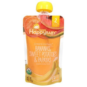 Happy Baby Baby Food Organic Bananas Sweet Potatoes & Papayas 2 (6+ Months) 16/4 OZ [UNFI #1797034] [ebt]