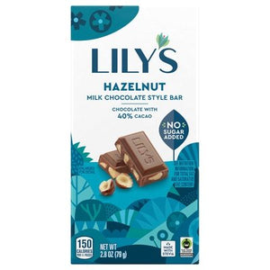 Lilys Milk Chocolate Style Bar Hazelnut 12/2.8 OZ [UNFI #2511251] [ebt] T