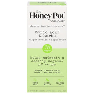 The Honey Pot Suppositories + Applicator Boric Acid & Herbs 1/14 CT [UNFI #3068897] T